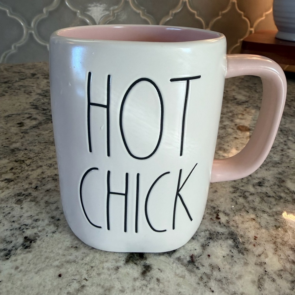 Rae Dunn White and Pink 'Hot Chick' Mug